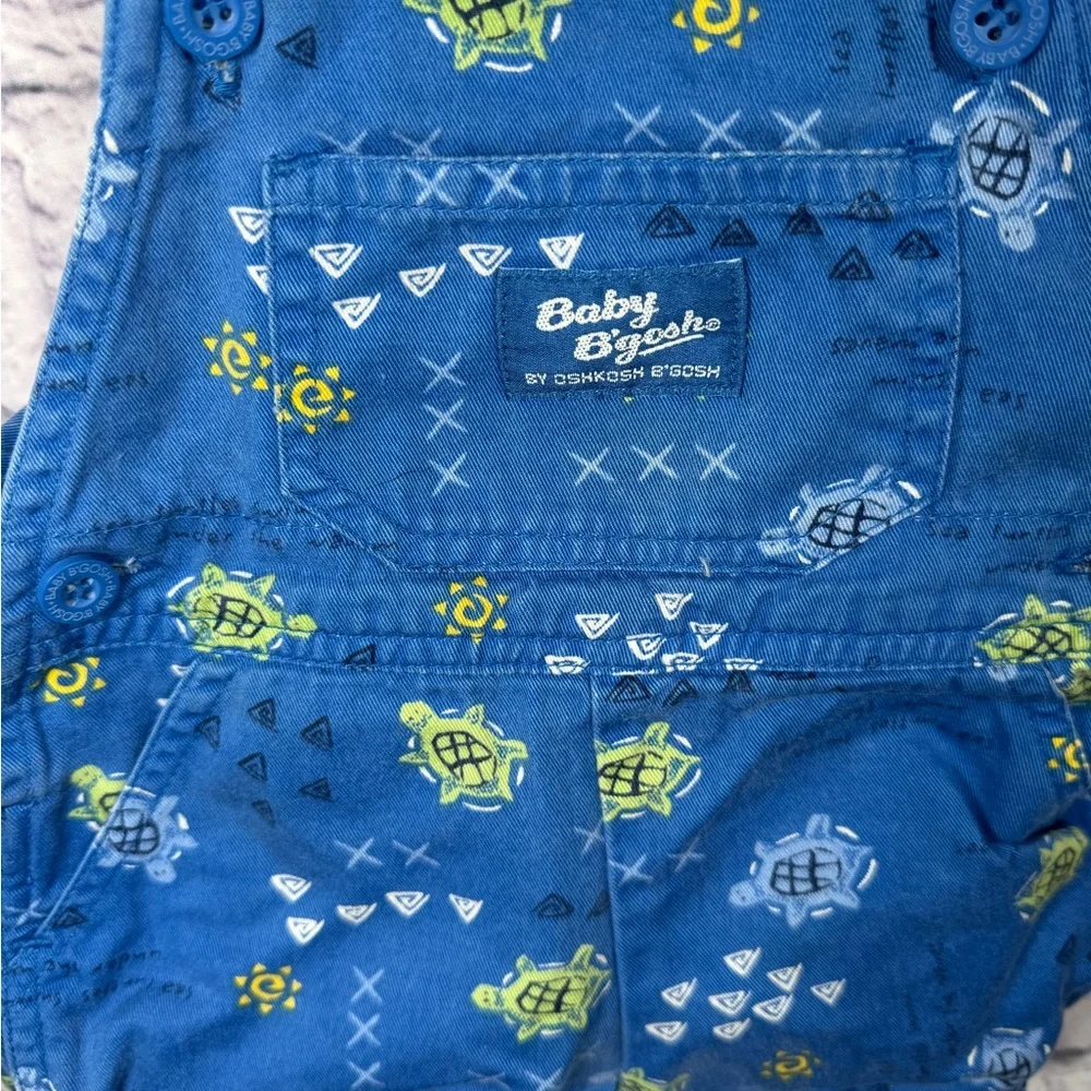 Vintage Oshkosh bgosh‎ shortalls overalls sea turtle 90’s rare print size 6-9 M
